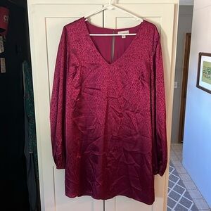 Allison Joy Evereve Leopard Animal Print Long Sleeve Dress sz Large